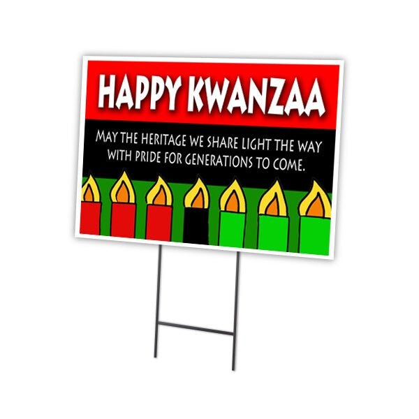 Signmission Happy Kwanza Share L Yard Sign & Stake outdoor plastic coroplast window C-1216 Happy Kwanza Share L - main